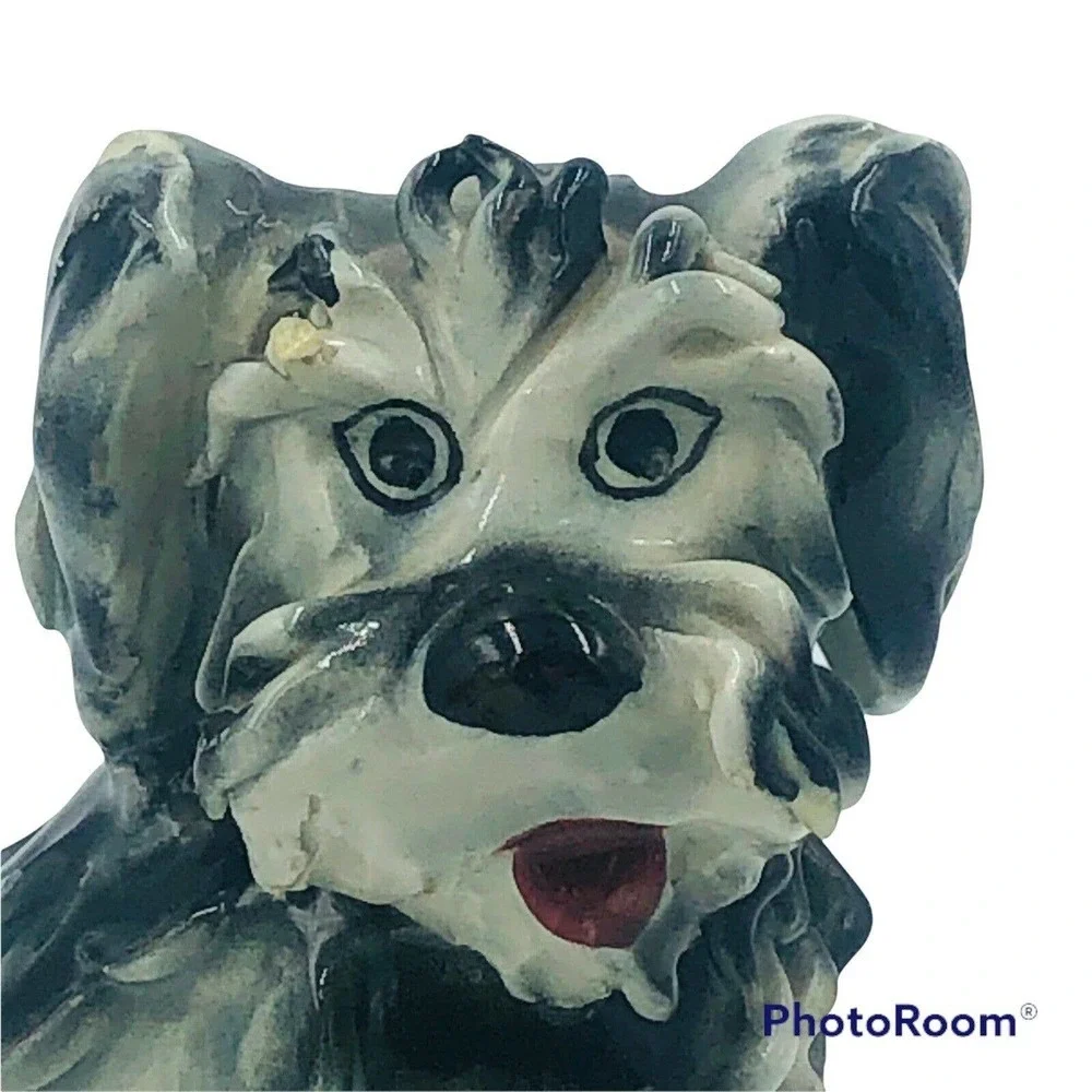 Vintage Spaghetti Dog Scruffy Terrier Pottery Hand Painted Italy 5